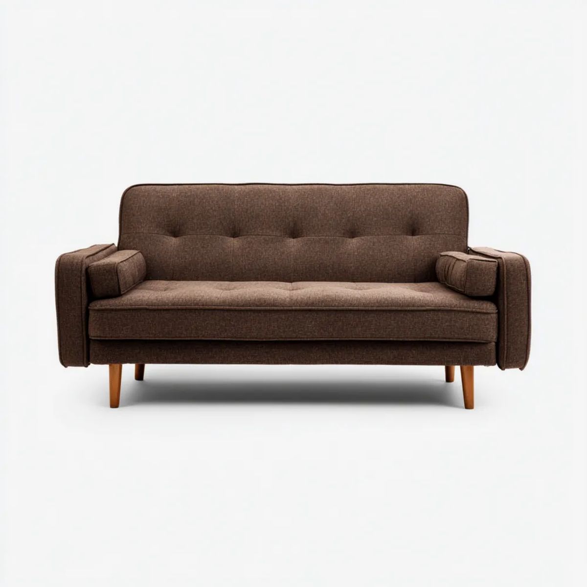 Brązowa sofa dwuosobowa z tapicerką poliestrową, 160 × 85 × 85 cm