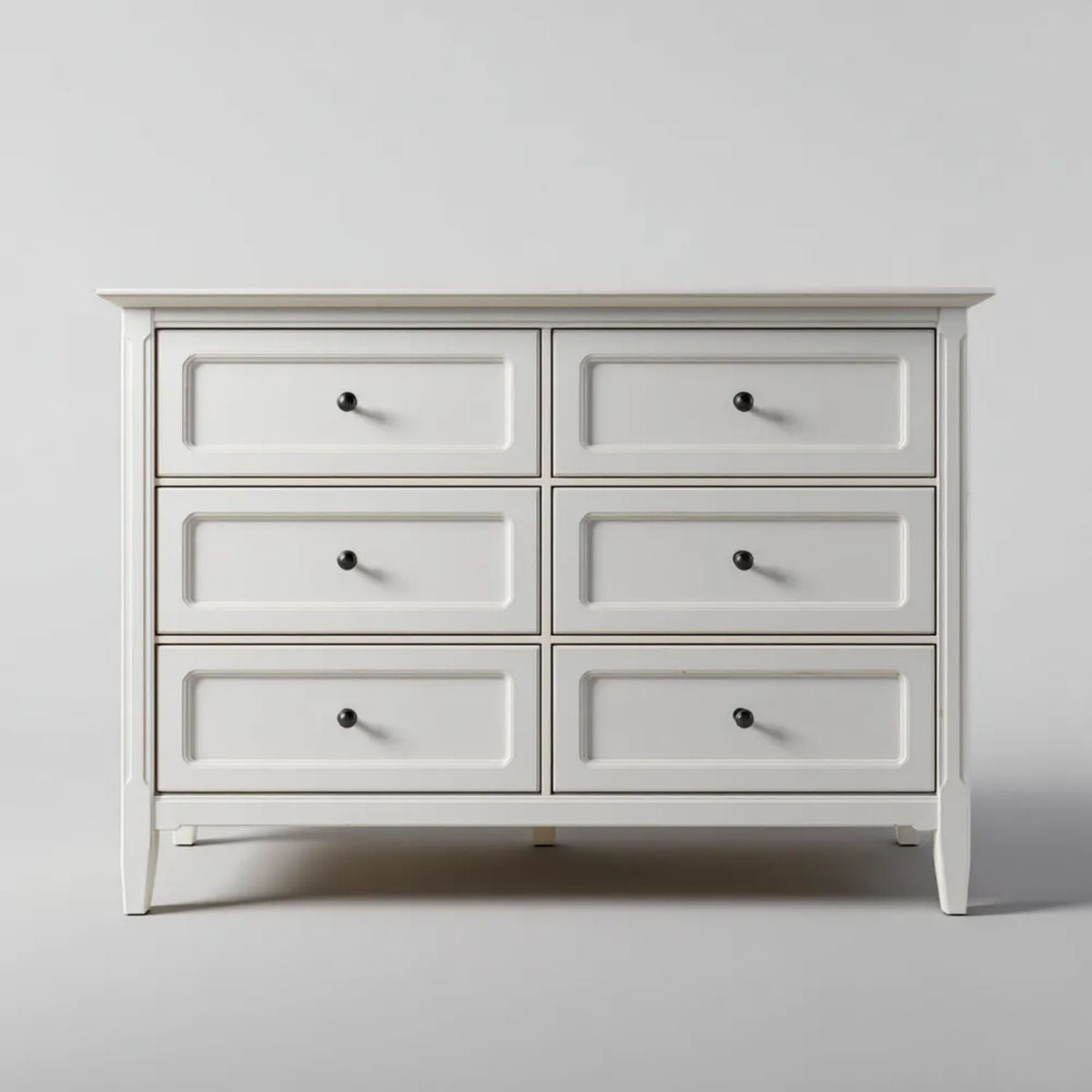 Biała komoda z płyty MDF z 6 szufladami, 140 × 45 × 90 cm