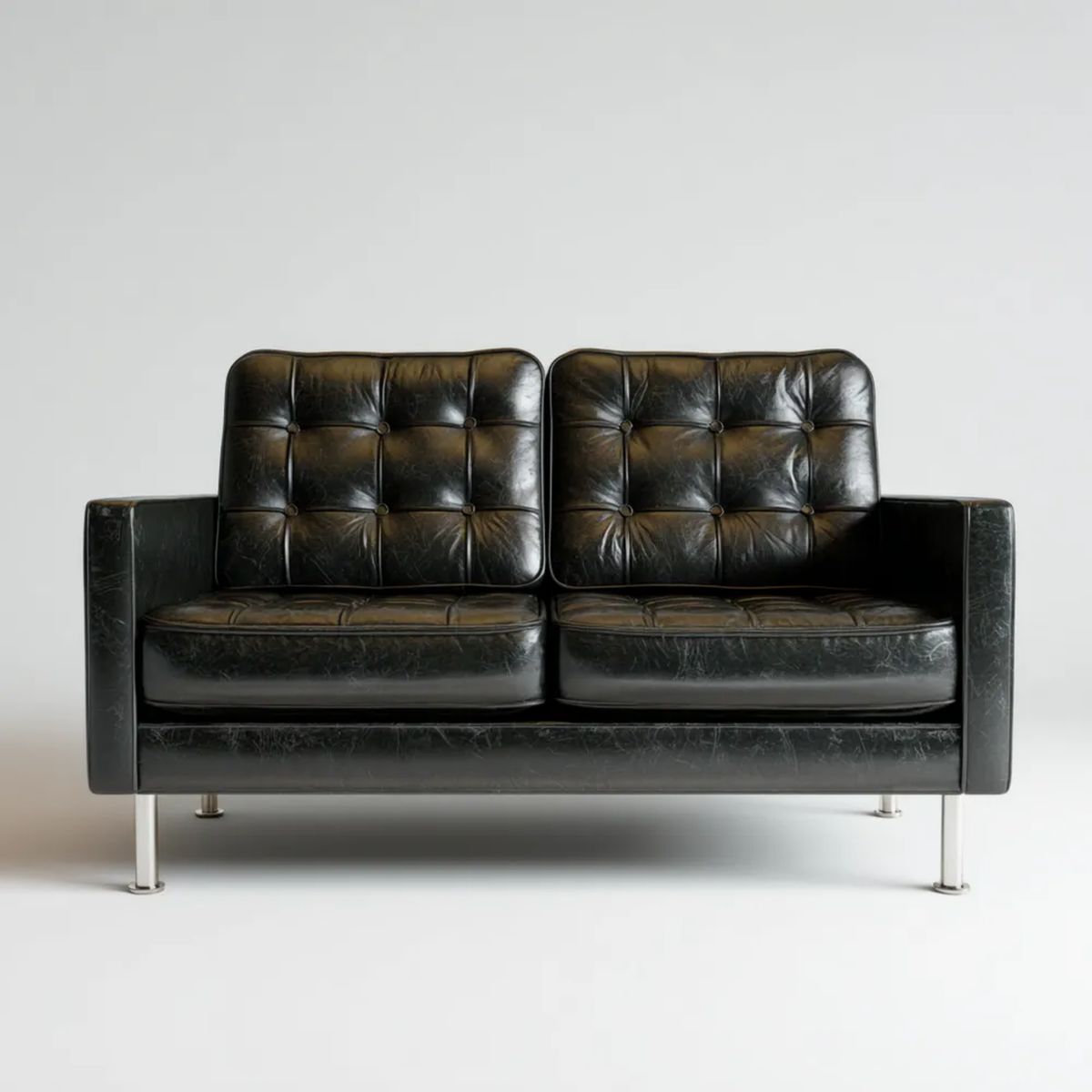 Dwuosobowa sofa ze skóry PU czarna 150 x 80 x 85 cm