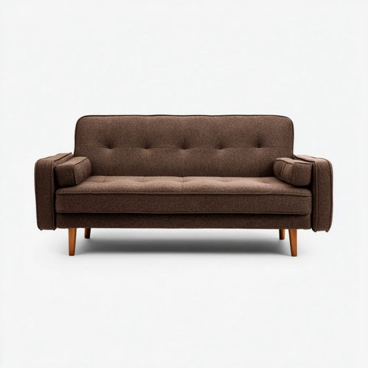 Brązowa sofa dwuosobowa z tapicerką poliestrową, 160 × 85 × 85 cm