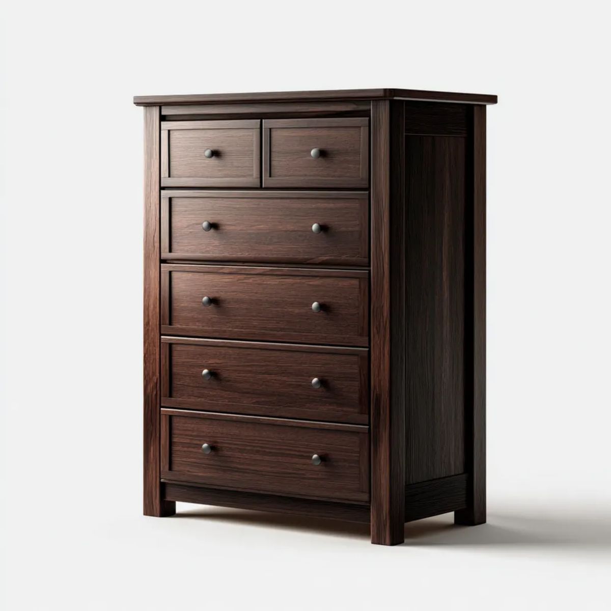 Komoda sypialniana z MDF, 6 szuflad, ciemny orzech, 85 × 45 × 125 cm
