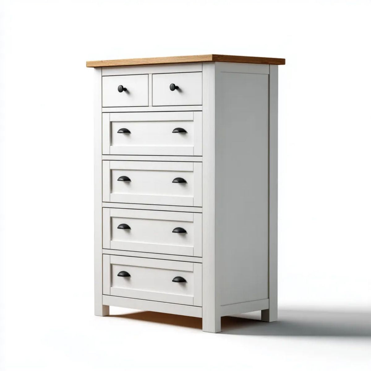 Biała komoda z 6 szufladami z płyty MDF, 80 x 40 x 120 cm