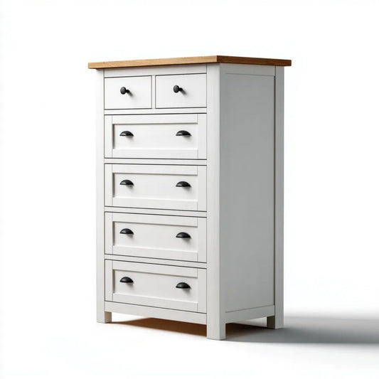 Biała komoda z 6 szufladami z płyty MDF, 80 x 40 x 120 cm