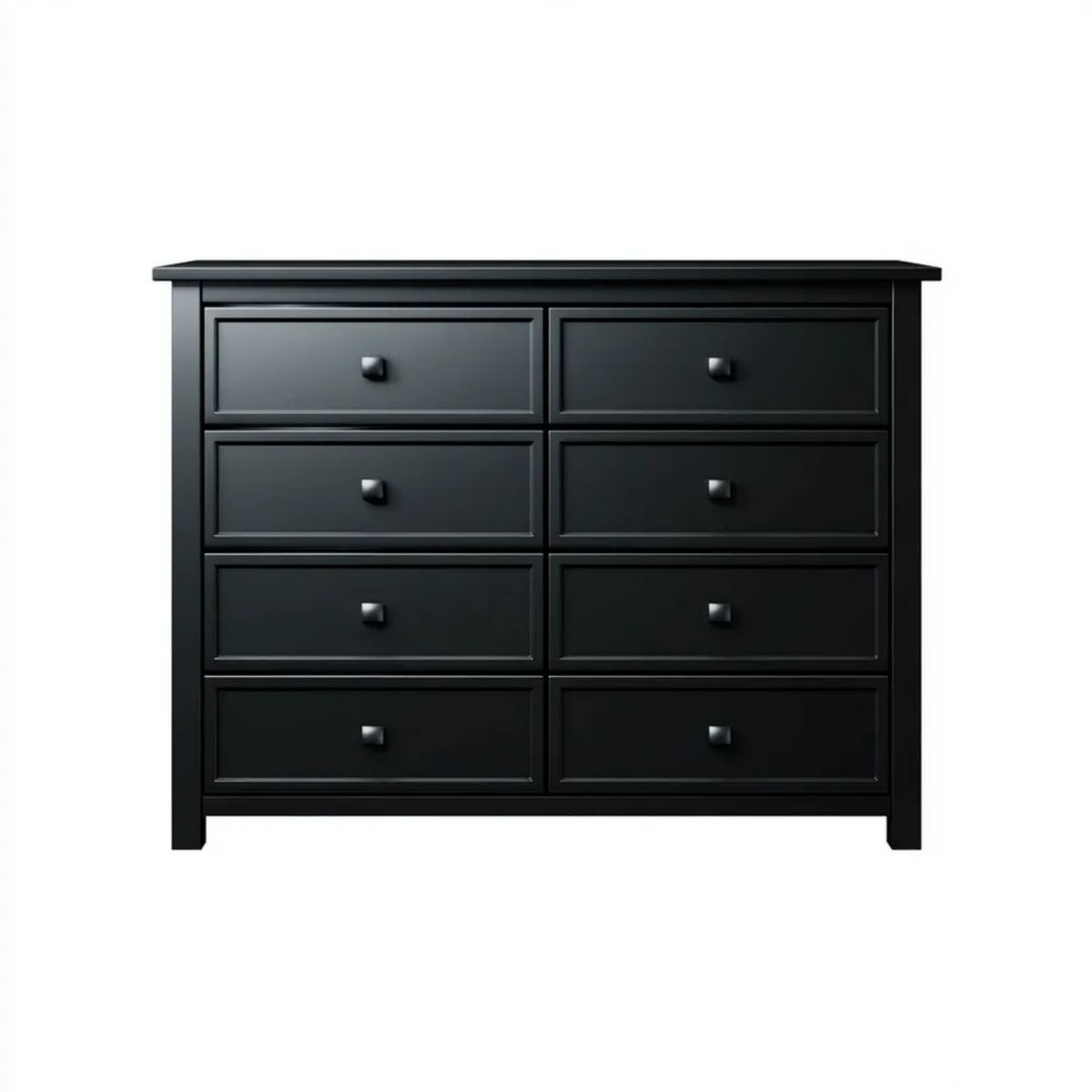 Czarna komoda z 8 szufladami z płyty MDF, 120 x 45 x 95 cm