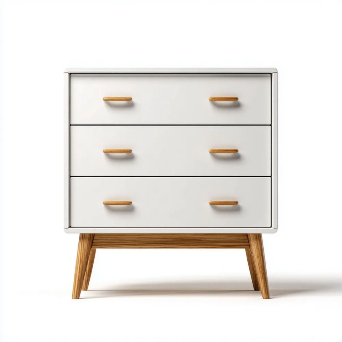 Biała komoda z 3 szufladami z płyty MDF i drewna sosnowego, 80 x 40 x 90 cm