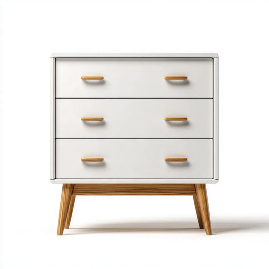 Biała komoda z 3 szufladami z płyty MDF i drewna sosnowego, 80 x 40 x 90 cm