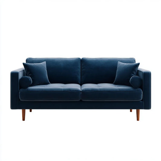 Granatowa sofa dwuosobowa z aksamitu poliestrowego 180 x 85 x 86 cm