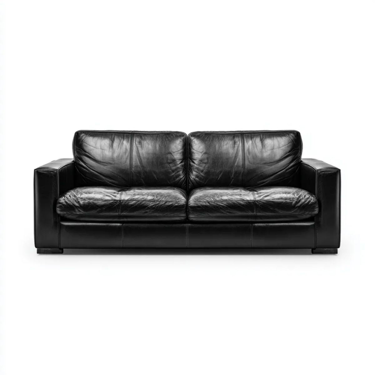Czarna sofa dwuosobowa z tapicerką PU, 180 × 85 × 85 cm