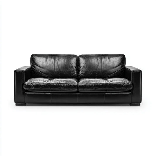 Czarna sofa dwuosobowa z tapicerką PU, 180 × 85 × 85 cm