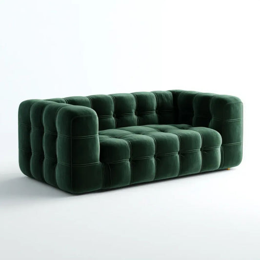 Sofa trzyosobowa ciemnozielona z aksamitu 220 x 95 x 75 cm