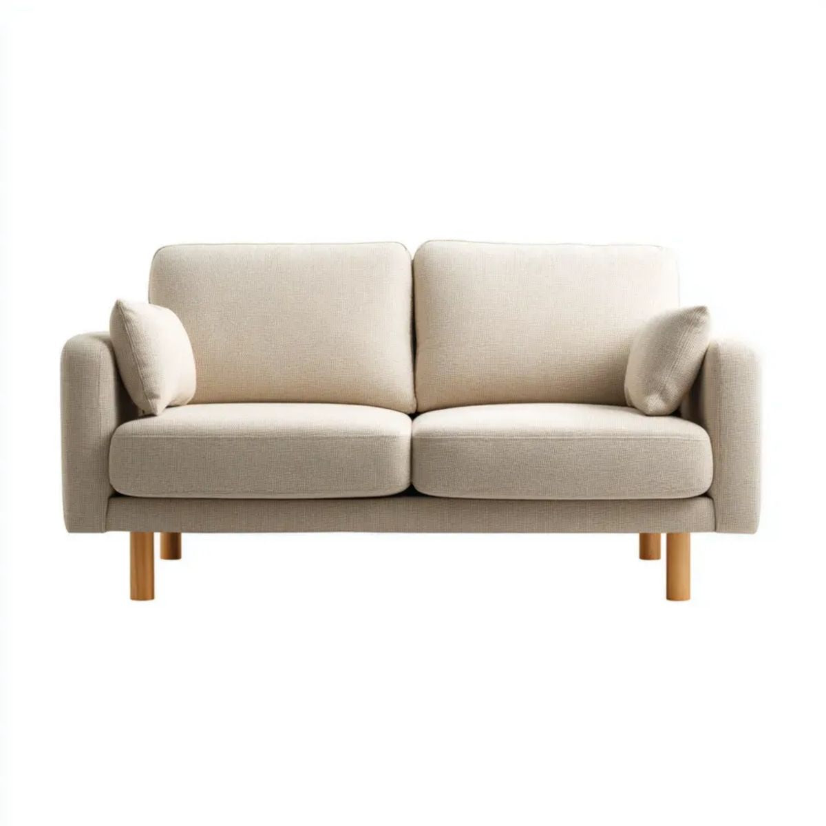 Kremowa sofa dwuosobowa z tapicerką poliestrową, 160 × 85 × 85 cm