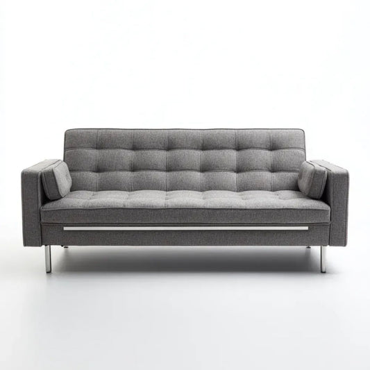 Trzyosobowa sofa szara z tapicerką poliestrową, 210 × 85 × 85 cm
