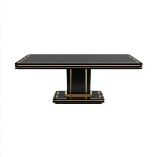 Prostokątny stół z płyty MDF czarno-złoty 200 x 100 x 76 cm