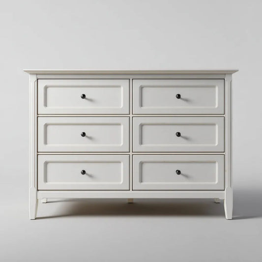 Biała komoda z płyty MDF z 6 szufladami, 140 × 45 × 90 cm