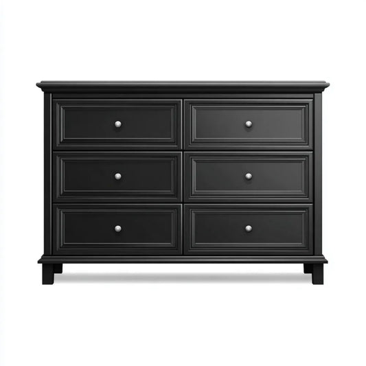 Czarna komoda MDF z 6 szufladami 120 × 45 × 90 cm