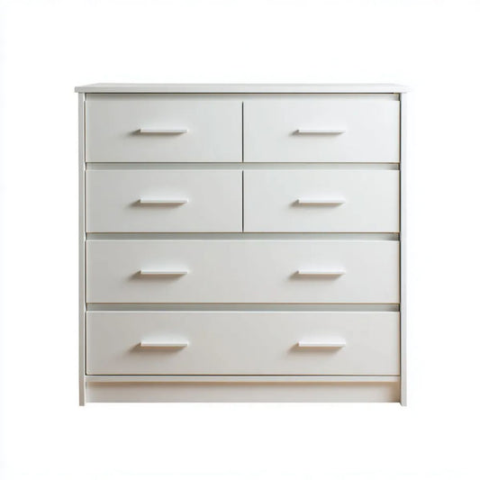 Biała komoda z 6 szufladami z laminowanej płyty MDF, 120 x 40 x 100 cm