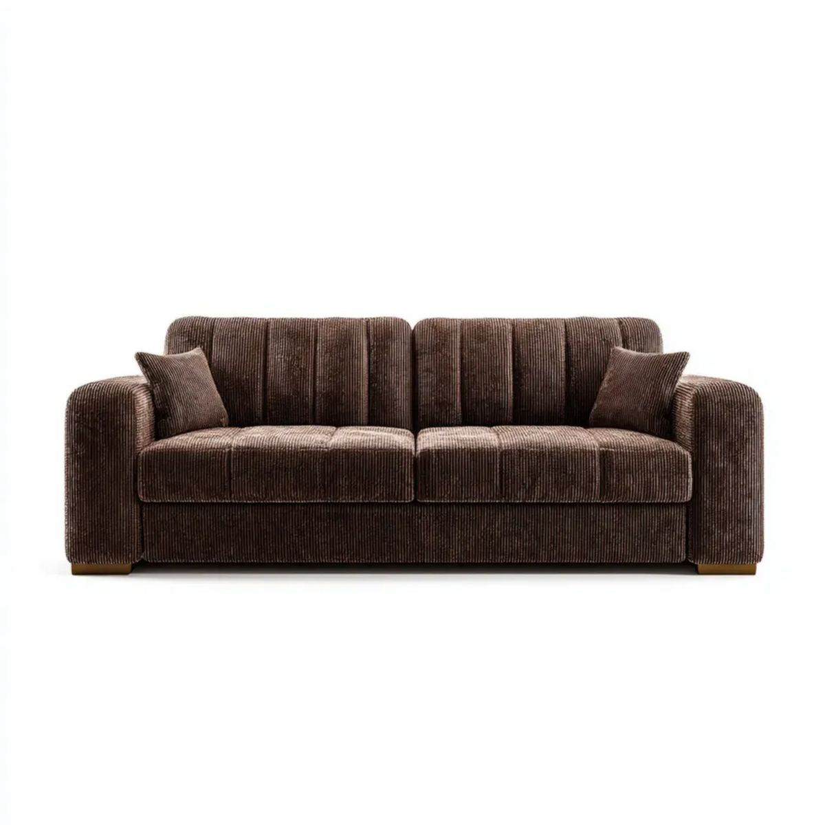 Sofa 3-osobowa brązowa z tkaniny sztruksowej 220 x 95 x 85 cm