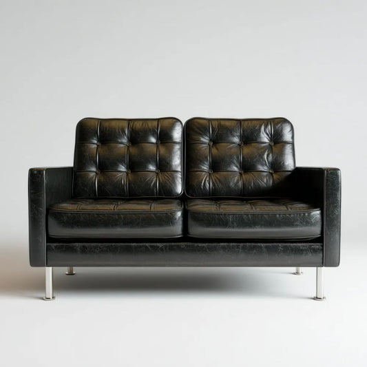 Dwuosobowa sofa ze skóry PU czarna 150 x 80 x 85 cm